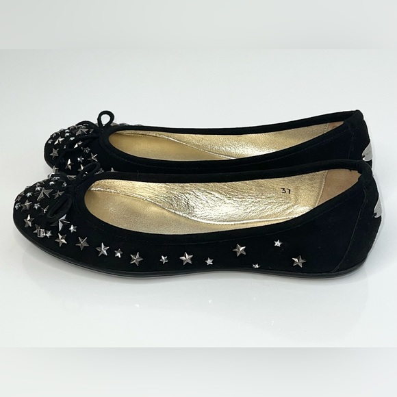 Jimmy Choo Willow Ballet Flat Black Suede Star Studded Size 37 - Picture 13 of 16